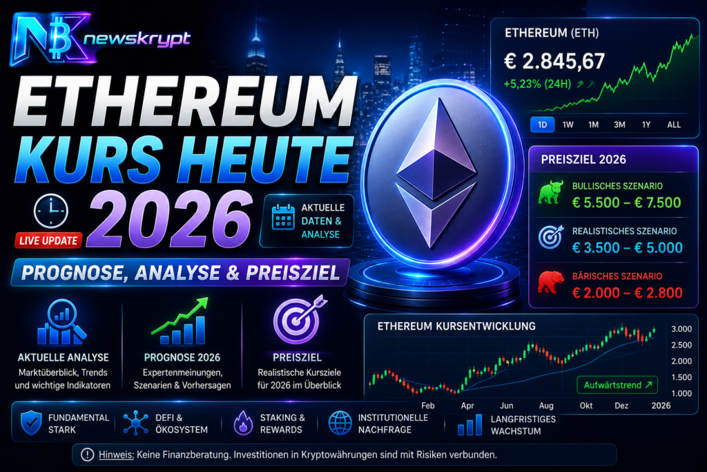 Ethereum Kurs heute: Prognose, Analyse & Preisziel Ethereum Kurs heute 2026: Prognose, Analyse & Preisziel